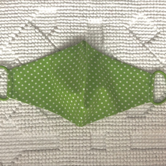 Green Polka Dot 2 Layer Face Mask - Picture 1 of 5
